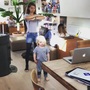 Eli helps his sister with the choreography...